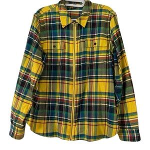 Chaps Women’s Plaid Long Sleeve Flannel Style Cotton Zip Front Shirt Size L